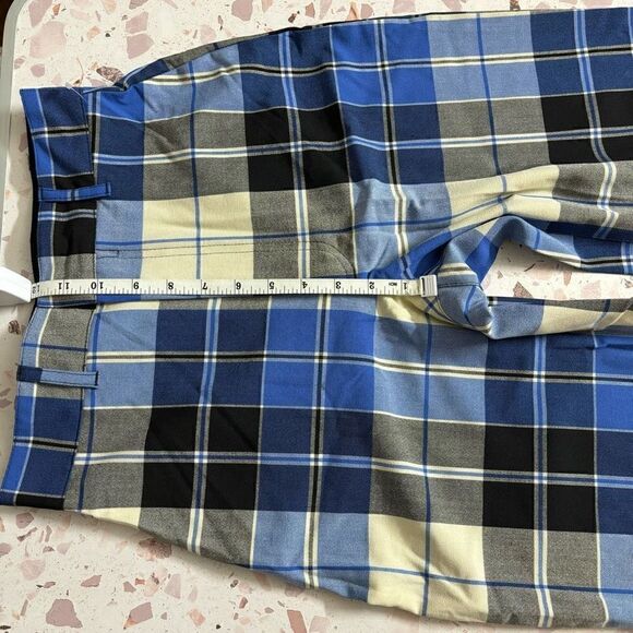 Free People Jules High Waist Plaid Flare Pants Blue/Black size 4 new - Picture 11 of 15